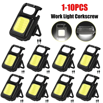 1-15PCS Mini Lanterna LED USB Recarregável do DIODO emissor de Luz 4 Modos de Chaveiro Luz de Trabalho Pequeno Bolso Luz saca-rolhas Luz de Trabalho