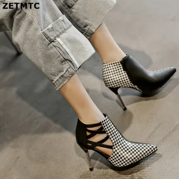 2021 botas femininas primavera tornozelo botas de salto alto com zíper branca botas de senhoras sapatos outono apontado sapatos feitos à mão em preto branco
