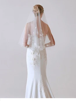 2022 casamento véu de noiva curto apliques de strass véu com pente noiva de camada 2 velo de noiva robe de mariage