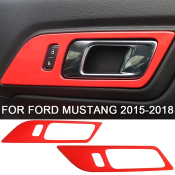 2Pcs/Par de Porta de Carro Interior Alças Decorativos Adesivos Auto de Decoração de Interiores de Ajuste Para o Ford Mustang 2015-2018 Acessórios do Carro