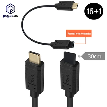 30CM de 10 gbps, Desgaste-Resistente a Linha de Teste 16 PINOS Conector Tipo-C macho para Macho Plug Cabo de Dados USB