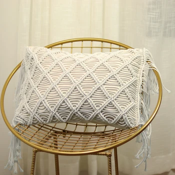 35 X50cm branco Novo artesanal de tricô capa de Almofada pura carro de borla fronha de luxo almofada de sofá-cama da sala de casa Dez FG1404-2