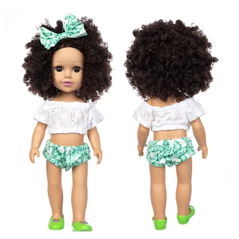 35cm Verde Fshion Vestido de bonecas pop garota silicone viny de 14 polegadas recém-nascido poupee boneca. bebê brinquedo macio menina todder
