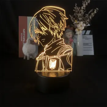 3D a Luz da Noite Ataque Titan 4 Mikasa Ackerman para Decoração do Quarto de Presente de Aniversário Tabela Lâmpada Crianças Mangá Lindo Presente Secretária de Anime