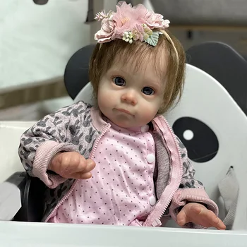 55CM Bebe Boneca Reborn Criança Maggi Em Marrom Enraizada Cabelo Soft Touch 3D da Pele com Veias Visíveis de Arte de Alta Qualidade Boneca