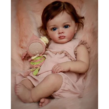 60Cm Acabado de Renascer boneca do bebê do algodão do corpo da Criança da Menina Boneca da Pintura da Mão Boneca de Alta Qualidade
