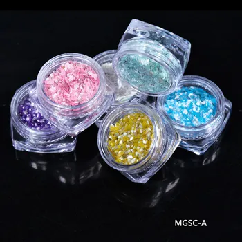 6Box Combinado de Mármore Unhas de Glitter Holográfico Hexágono de Lantejoulas Açúcar em Pó Sereia Decoração da Arte do Prego Manicure Pó CTe46t4562