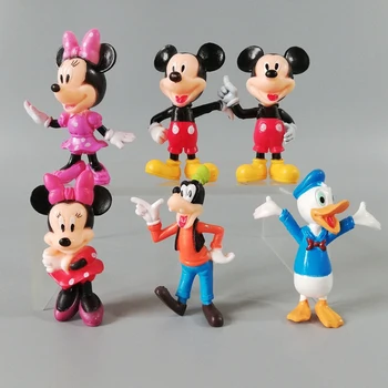 6pcs Disney Ação Anime Figura em Massa do Minnie do Mickey Mouse, Pato Donald Modelos Artesanais Diy Cena Decorações de bolos de Brinquedo de Presente as Crianças