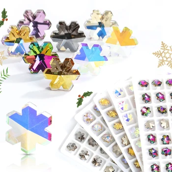 84pcs Snowflowers Cristal Decorações da Arte do Prego 3D flocos de Neve Brilhante AB Strass Unhas Jóias de Pedras de Vidro Manicure Acessórios