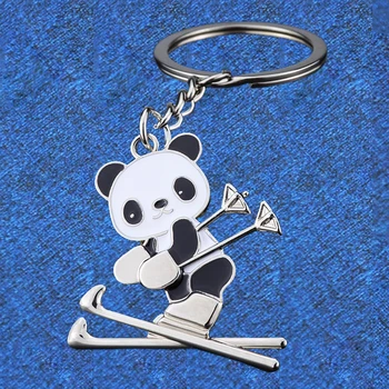 A Panda Animal Chaveiro Pingente De Metal Panda Esqui Chaveiro Chaveiro