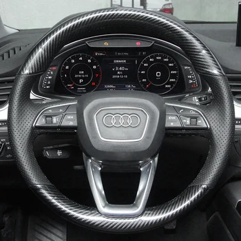 Adequado para Audi A4L A3 A6L Q5L Q3, A5, Q7 A1, A5, A7 fibra costurado a mão cobertura de volante