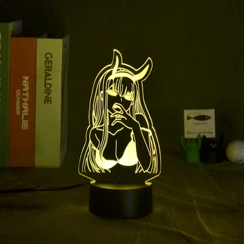 Anime 3d Lâmpada Zero Dois Figura Nightlight Crianças Infantil Meninas, Decoração do Quarto de Luz Mangá Presente Lâmpada Luz da Noite Querida No Franxx