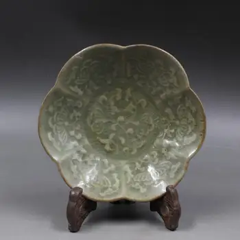 Antigo Antigo prato de porcelana Chinesa,Yaozhou Forno prato pequeno,Decoração de casa, recolha & adorno,frete Grátis