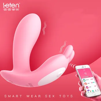 APLICATIVO Bluetooth, Controle Remoto Silicone Duplo Vibrador Ponto G, Clitóris Massager Masturbação Coelho Wearable Brinquedos Sexuais para a Mulher