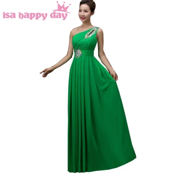 bela plus size verde chiffon de um ombro vestidos de baile longos de festa 2020 mulheres vestido para ocasiões especiais H3754