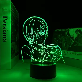 Black Butler Acrílico 3D Lâmpada para Decoração do Quarto da Noite de Luz Crianças de Presente de Aniversário Mangá Black Butler Quarto Desk Anime DIODO emissor de Luz