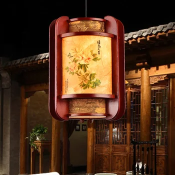 Chinês moderno pequenas Luzes Pingente único cabeça de antiguidades de pele de carneiro lâmpada restaurante corredor de entrada da casa de chá de atrito prato LU718129