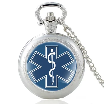Clássico de Técnico de Emergência Médica EMT Vintage Quartzo Relógio de Bolso Charme Homens Mulheres Pingente de Colar Horas Relógio