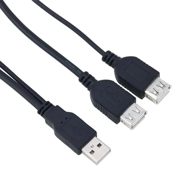 Cor preta 21,5 cm USB 2.0 Macho para 2 Dual USB Fêmea Jack Y Divisor de Cabo de Adaptador de 1000pcs