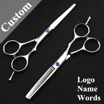 Custom classic profissional 440c 5.5 polegadas de corte barbeiro scisor em tesoura, cortar o cabelo, tesouras de ferramentas de estilo de cabeleireiro tesoura conjunto