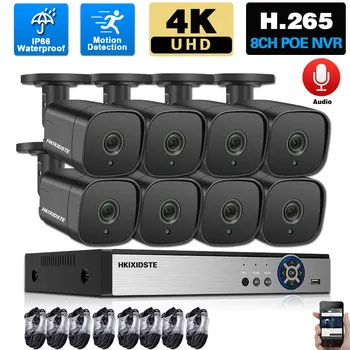 De 8MP Ultra HD IP POE Câmera da Bala Conjunto de 8CH NVR Kit Câmera de CCTV Sistema de Segurança Kit de 4CH 4K Exterior, Sistema de Vigilância de Vídeo Se