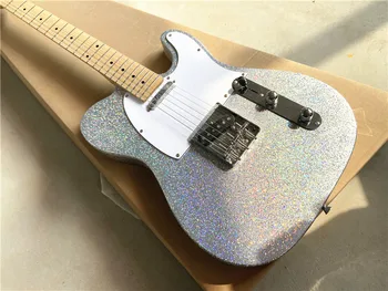 De metal de alta qualidade de grãos flash prata guitarra eléctrica de bordo xilofone pescoço podem ser personalizados frete grátis