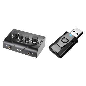 Dupla Entradas de Microfone de Áudio, mixagem de Som para o Amplificador Preto Nos Plug & 4-em-1 USB Bluetooth Transmissor Receptor