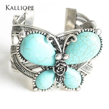 Em forma de borboleta de pedras Semi-preciosas pulseira de qualidade superior, a jóia de aço inoxidável das mulheres da forma da tendência de grande venda