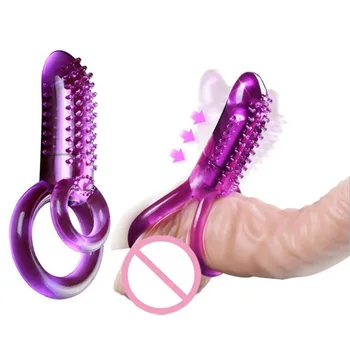 Em Silicone macio Dupla Vibração Galo Anel de Pau Anel peniano Cockring os Brinquedos Sexuais para os Homens para Casais Melhorar a Ereção Mais dura