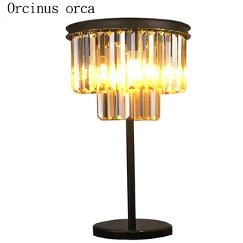 Europeu de luxo de cristal da lâmpada de mesa quarto lâmpada de cabeceira Americano moderno, minimalista e criativo cristal de cristal da lâmpada frete grátis