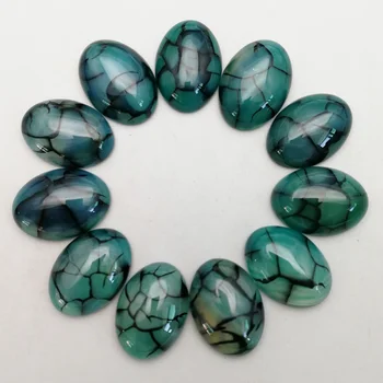 Forma Natural de listra azul Onyx cabochão 25x18MM esferas de Pedra para fazer jóias charme Anel brincos acessórios 12Pcs sem furo