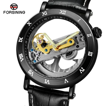 Forsining Transparente Relógios Tourbillon Design Mecânico Relógio masculino Simples Esporte Casual, Masculina, Relógios de pulso Reloj Hombre