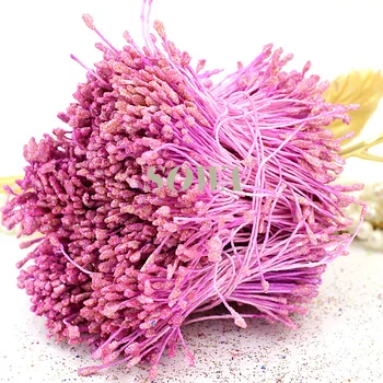 Frete grátis 3mm de Luz Rosa Floral Glitter Estame Pistilo (800pcs/Lote) Decoração do Bolo de Artesanato DIY Atacado e varejo
