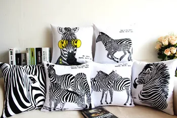 Frete grátis preto e branco zebra da mobília para a Casa criativa de presente sofá cushioncar fronha macia equipado cintura travesseiro