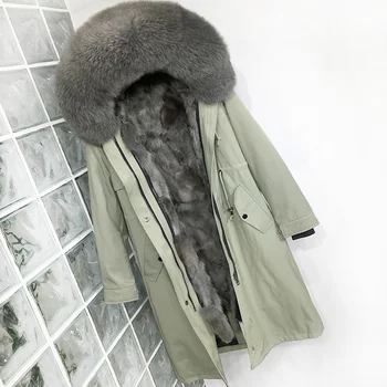 Fur Real Plus Size Casaco Parka Impermeável Mulher De Casaco De Inverno Mulheres Em Raposa Natural Gola De Pele Forro Grosso Quente Outerwear