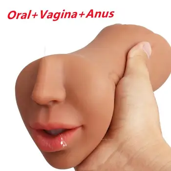 Garganta profunda Masturbação Masculina da Taça de Adultos Brinquedos Sexuais para os Homens de Borracha Vaginal Sexo Oral Brinquedos Para Homens Buceta Real Vagina Masturbação