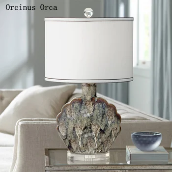 High-end de moda de luxo shell luminária de mesa estudo de quarto de cabeceira lâmpada criativo, romântico cerâmica decorativa lâmpada de mesa