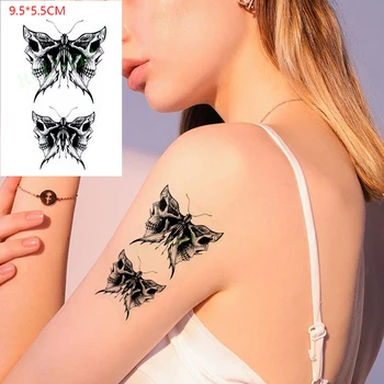 Impermeável da Etiqueta Temporária Tatuagem de Caveira asas de borboleta voando A arte do corpo Flash Tatoo Falso Tatto para a Mulher os Homens
