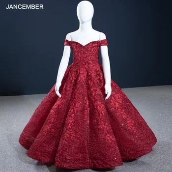 J66601K Jancember Vermelho Vestidos Concurso 2021For Meninas Namorada Fora Do Ombro Applique de Baile, Vestidos de baile