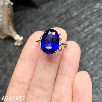KJJEAXCMY fina prata esterlina da jóia 925 embutidos corindo Azul pedra preciosa clássico senhoras anel de moda