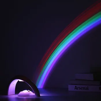 LED Colorido arco-íris Noite Romântico à Luz de arco-íris da Lâmpada do Projetor Universal Lâmpada de Projeção Lâmpada Portátil de Decoração de Casa Para Crianças