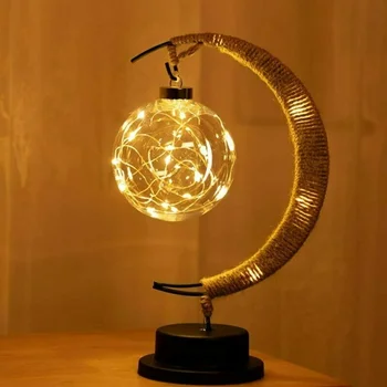 LED Lua Sepak Takraw Lâmpada de Linha de Rattan, feito a mão Corda de Cânhamo de Ferro Forjado, Noite de Luz, Decoração de Dormir, Lanterna de Luz