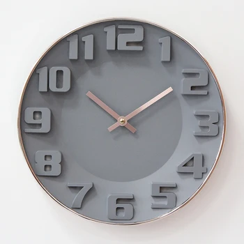 Luxo Rodada de Quartzo Relógio de Parede Design Nórdico Criativo Plástico Parede Relógio Digital Silêncio Orologio Da Parete Casa Decortion 50wc