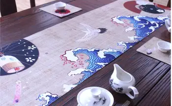 Mesa de chá corredor da tabela Zen pintados à mão, mesa de chá de chá de pano de tabela roupa de cama de algodão extra chá longo tapete de pano de chá de chá bandeira