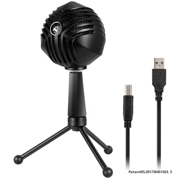 Microfone Condensador USB de Três Padrões de Captação para Laptop e Computadores para a Gravação de Streaming de Podcasting para o Youtube, Skype