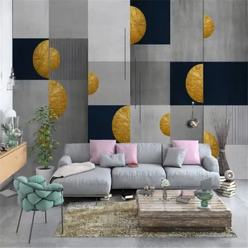 Milofi personalizados em 3D papel de parede mural Nórdicos moderno e minimalista geométricas abstratas de ouro de TV na parede do fundo