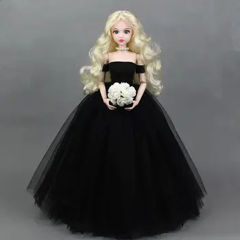 Mini-Coleção MSD SD Brinquedo Roupas 1/4 BJD Boneca Preta de vestido de Noiva com véu