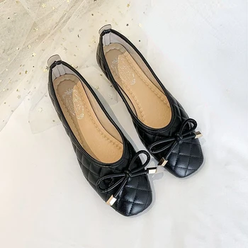 Mulheres Sapatas Ocasionais De Flats Borboleta-Nó Respirável Dedo Do Pé Quadrado Deslizar Sobre Sapatos Mulheres De Malha Superficial Sapatos Confortáveis Sapatos Casuais