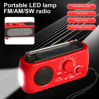 Multifunções, Rádio Manivela Solar, Rádio com Lanterna LED USB FM Rádio AM Clima Rádios de Emergência Lanterna elétrica da Tocha