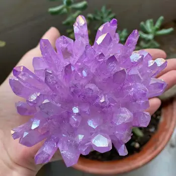 Natural Violeta arco-íris Halo de Cristal de Quartzo clusters de Reiki de Cura Casa e decoração Sala de Decoração de Pedra presentes